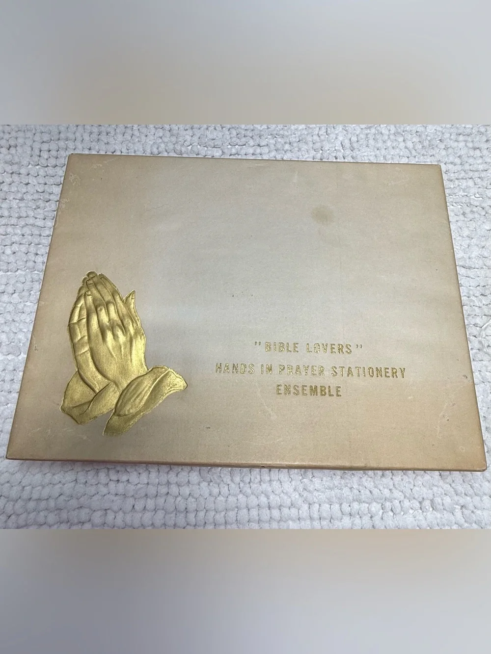 Vintage 1950s Bible Lovers Hands In Prayer Stationery Ensemble Warner Press